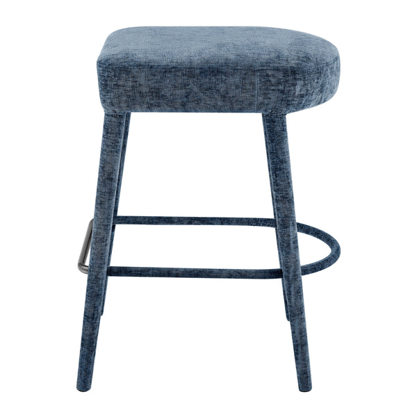Rylee KD Chenille Backless Counter Stool, Millburry Blue 