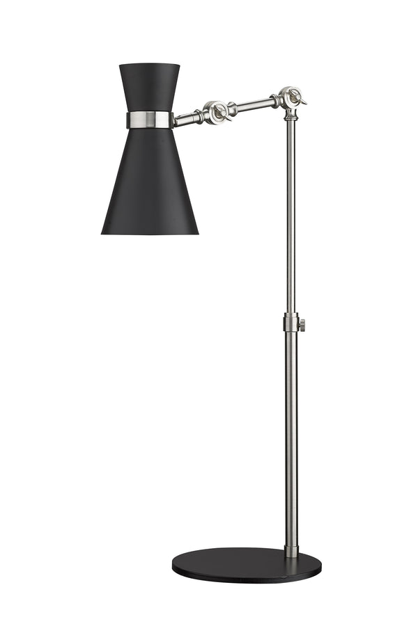 Soriano 1 Light Mid-Century Table Lamp in Matte Black + Brushed Nickel Finish