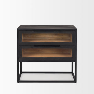 Sloan Black Wood W/Black Metal Frame Side Table