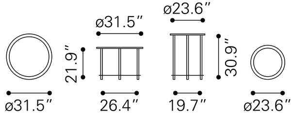 Set of 2 Davis Coffee Tables White & Black