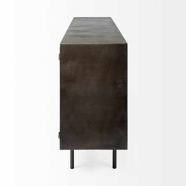 Newsome II 79Lx16Wx33H Black and Gold Metal 4 Cabinet Door Sideboard