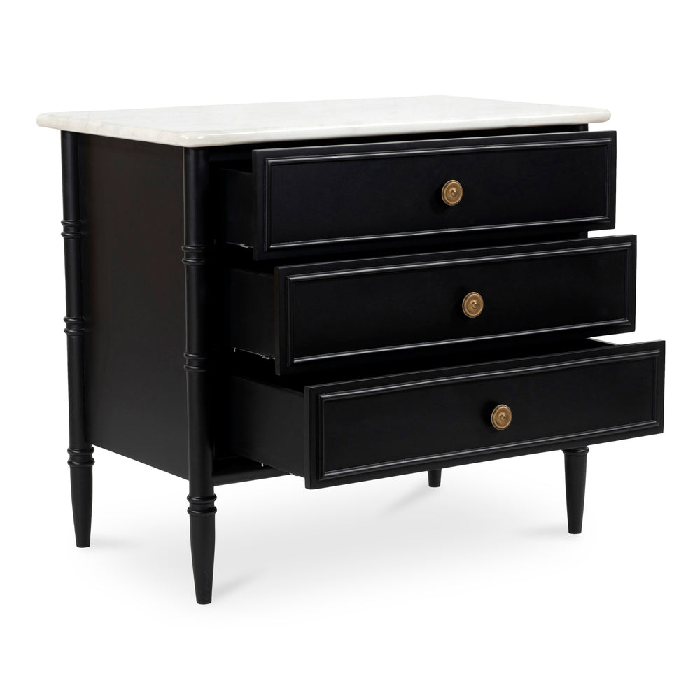 Eleanor Nightstand in Black with Marble Top