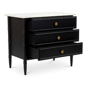 Eleanor Nightstand in Black with Marble Top
