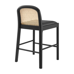 Donna KD Faux Leather Rattan Counter Stool, Casa Black