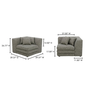 Moe's Lowtide Corner Chair in Stone Tweed