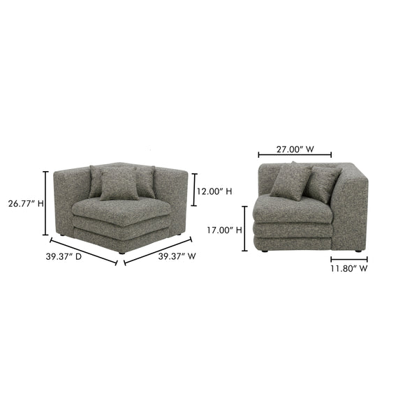 Moe's Lowtide Corner Chair in Stone Tweed