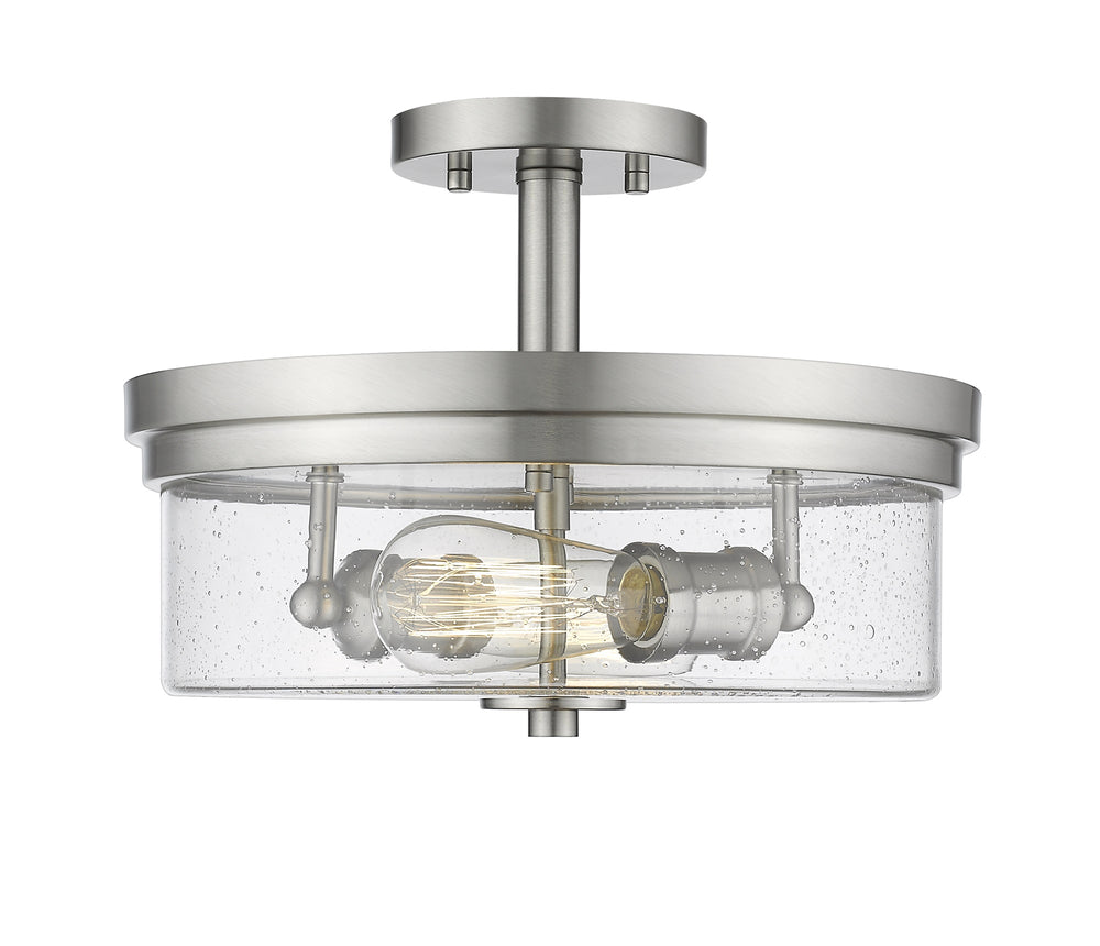 Bohin 2 Light Semi Flush Mount in Brushed Nickel  Finish