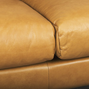 Lake Como 85.8L x 36.6W x 32.3H Tan Leather Three Seater Sofa