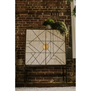 Moe's Shaws Cabinet Cream and Black Wood & Bone