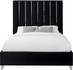 Donnie King Bed In Black Velvet