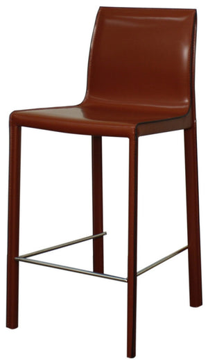 Gervin Recycled Leather Counter Stool In Cordovan