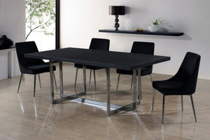 Lynette Dining Chair In Black Velvet and Chrome