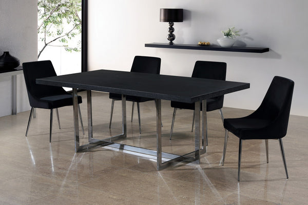 Lynette Dining Chair In Black Velvet and Chrome