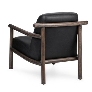 Azoria Leather Accent Chair with Wood Frame - Black