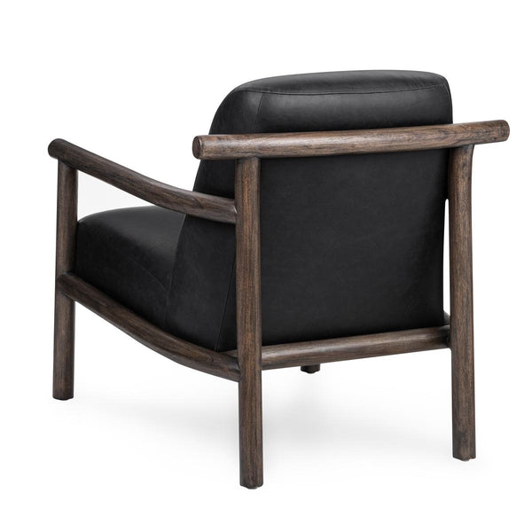 Azoria Leather Accent Chair with Wood Frame - Black