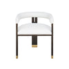 MODERN WOODEN ACCENT CHAIR WITH WHITE LINEN UPHOLSTERY