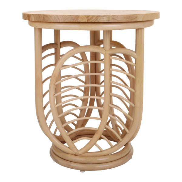 Ayra Rattan Side/End Table w/ Wood Top, Natural