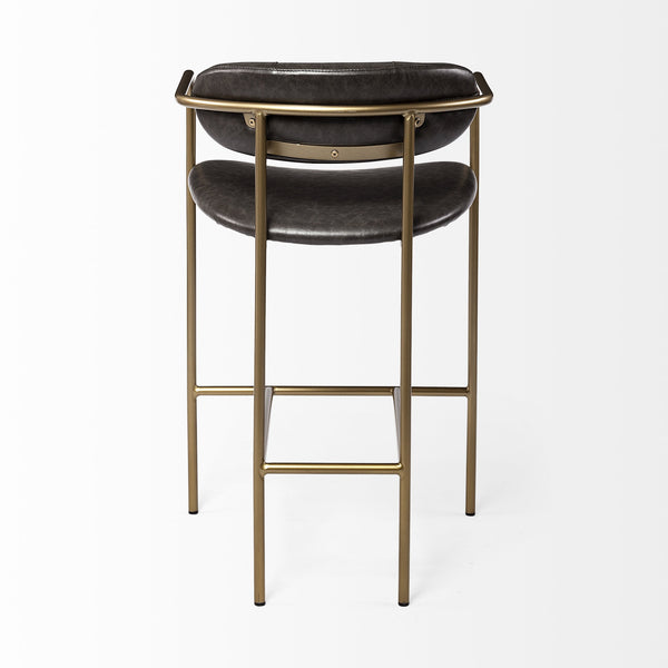 Parker Brown Faux Leather Seat Gold Metal Counter Stool
