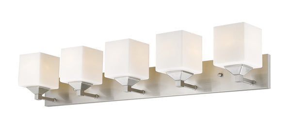Quube 5 Light Vanity  in Brushed Nickel Finish