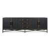 Moe's Mako Sideboard Large Black with Gold Detailing