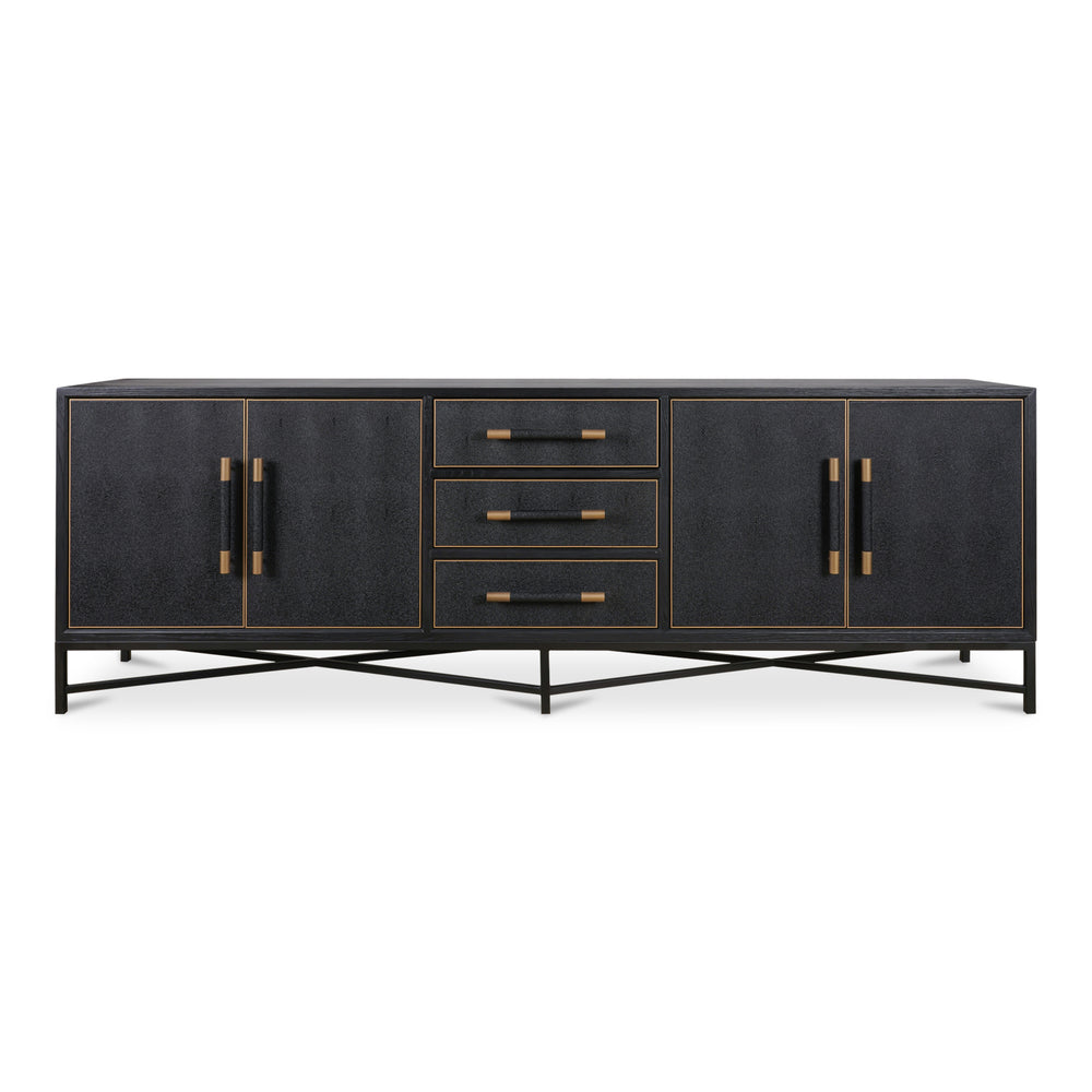 Moe's Mako Sideboard Large Black with Gold Detailing