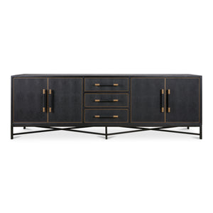 Moe's Mako Sideboard Large Black with Gold Detailing
