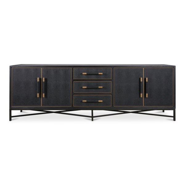Moe's Mako Sideboard Large Black with Gold Detailing