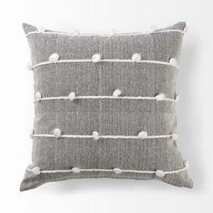 Linda 20 x 20 Navy And Cream With White Detail Decorative Pillow Cover