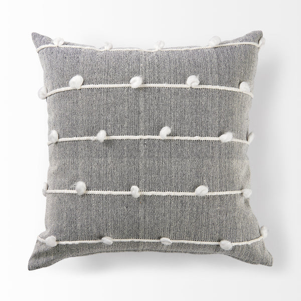 Linda 20 x 20 Navy And Cream With White Detail Decorative Pillow Cover
