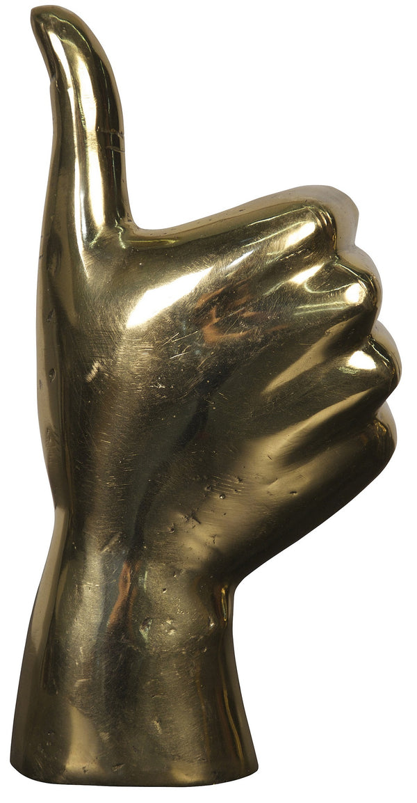 Thumbs Up Metal Alloy Figurine in Antique Brass Finish