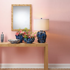  Helios Ceramic Table Lamp with Linen Shade, Blue
