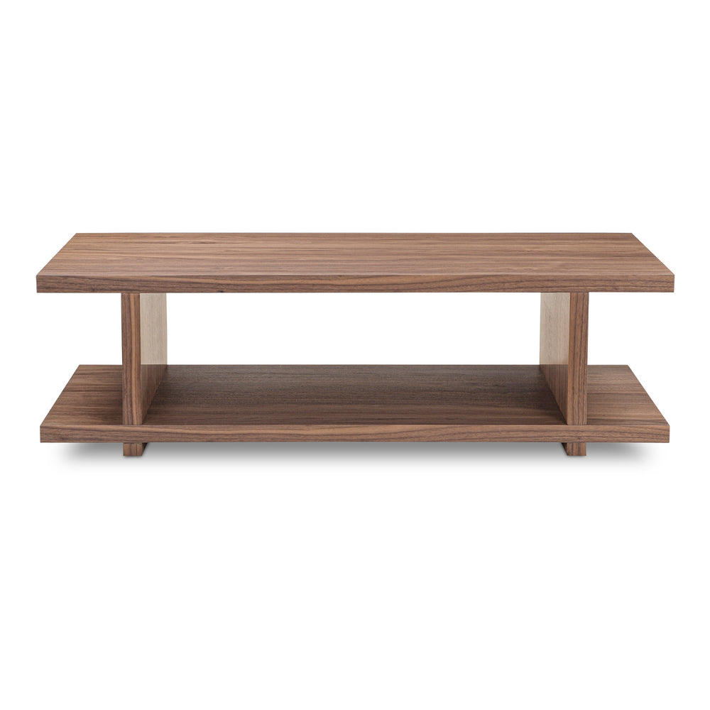 Miri Coffee Table in Walnut with Open-Shelf Design