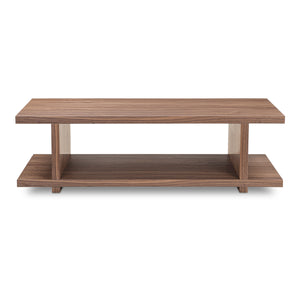 Miri Coffee Table in Walnut with Open-Shelf Design