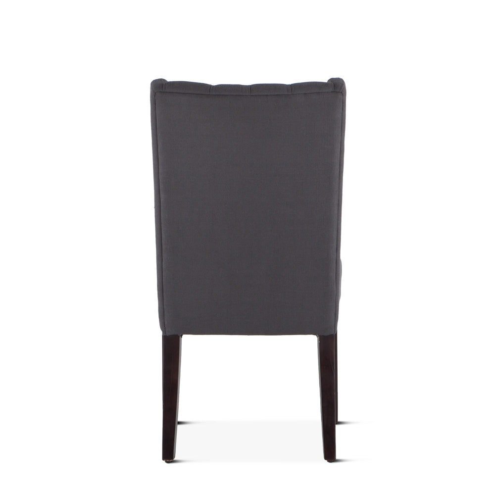 Lara Dark Gray Linen Dining Chair with Dark Walnut Legs