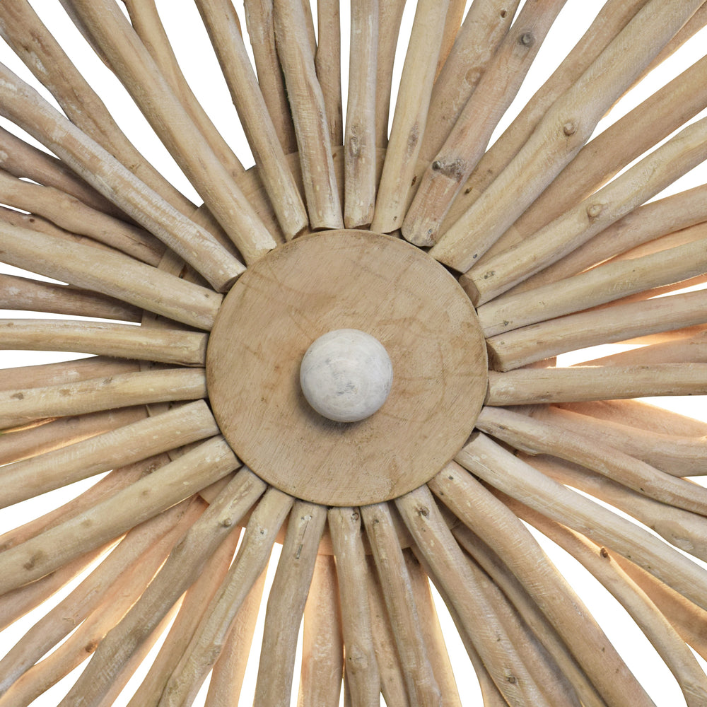 SMALL ROUND WALL SCONCE HANDCRAFTED WITH WHITEWASH EURCALYPTUS WOOD