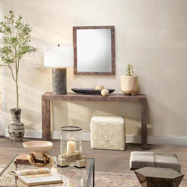 Archer Burl Wood Console, Grey