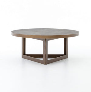 Shagreen Round Coffee Table-Antique Bras