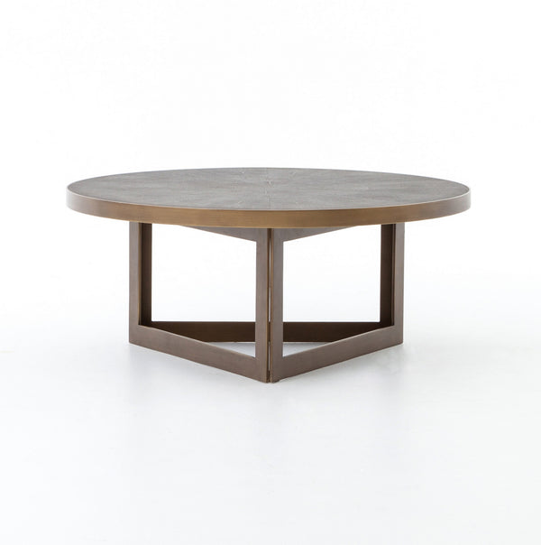 Shagreen Round Coffee Table-Antique Bras