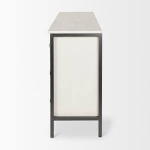 Savannah White Fir Veneer w/ Gray Metal 6-Drawer Sideboard