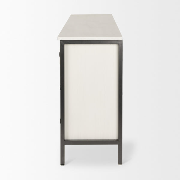 Savannah White Fir Veneer w/ Gray Metal 6-Drawer Sideboard