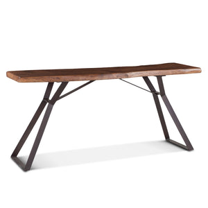 London Loft 68-Inch Acacia Wood Live Edge Console Table in Walnut Finish