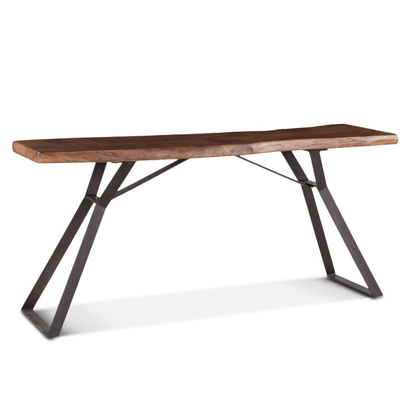 London Loft 68-Inch Acacia Wood Live Edge Console Table in Walnut Finish
