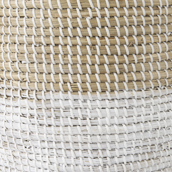 Maddie 13.8L x 13.8W X 15.0H (Set of 3) Light Brown W/White Dipped Seagrass Round Basket  W/ Handles