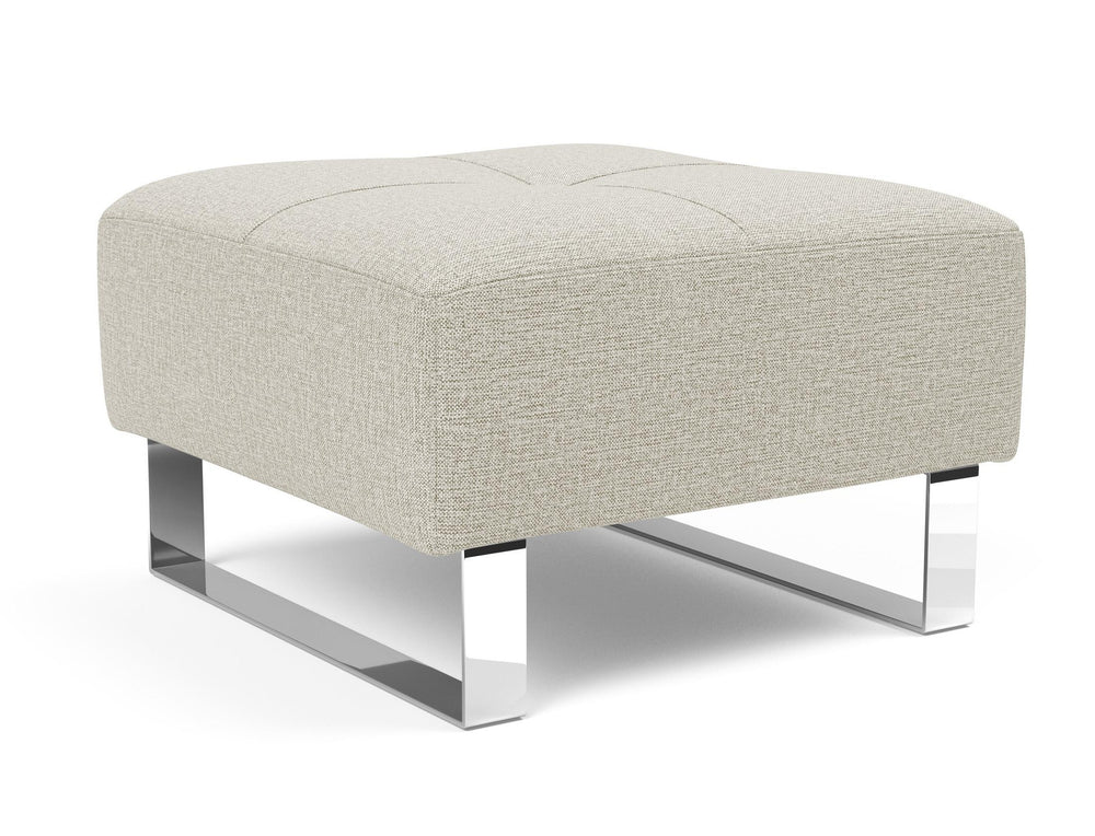DELUXE EXCESS OTTOMAN in MIXED DANCE NATURAL FABRIC WITH Chrome legs 527