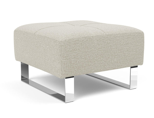 DELUXE EXCESS OTTOMAN in MIXED DANCE NATURAL FABRIC WITH Chrome legs 527