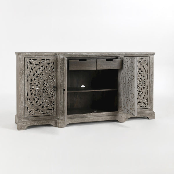 Harmony Solid Wood Breakfront Cabinet - Vintage Gray