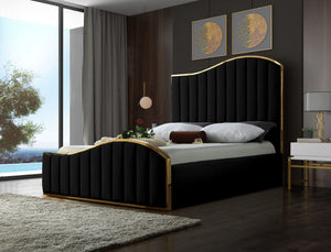 Ethel Queen Bed In Black Velvet