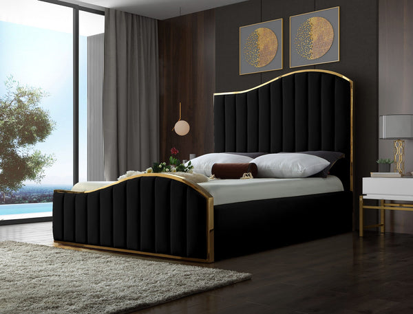 Ethel Queen Bed In Black Velvet