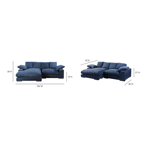 Moe's Plunge Sectional Sofa in Navy with Flip Chaise