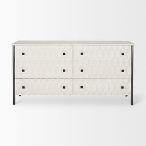 Savannah White Fir Veneer w/ Gray Metal 6-Drawer Sideboard